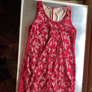 Oscar de La Renta Red Dress Lace Fabric